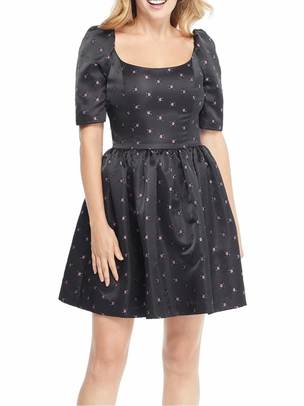 Gal Meets Glam Maude Daisy Floral Bow Mini Dress